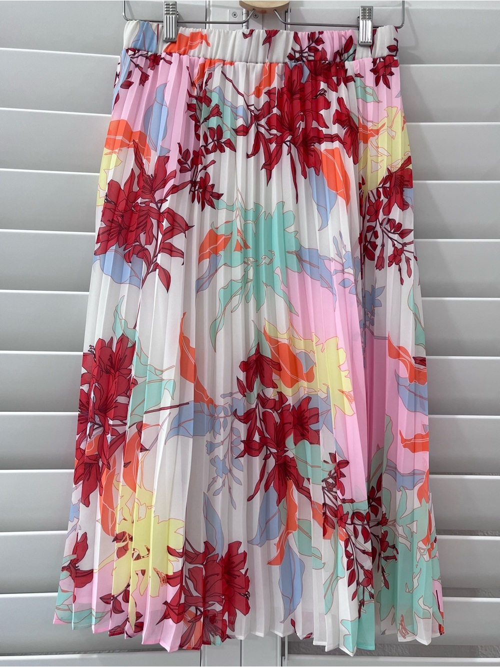 bar III Floral Pleated Midi Skirt Multicolor Size M